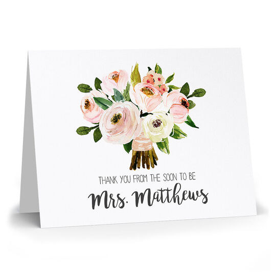 Pink Bouquet Folded Thank You Note Cards